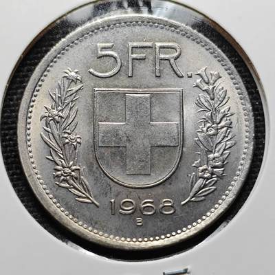 KK钱币收藏小铺 第227期 2月预留时间 周末发货 -  1968，瑞士5法郎