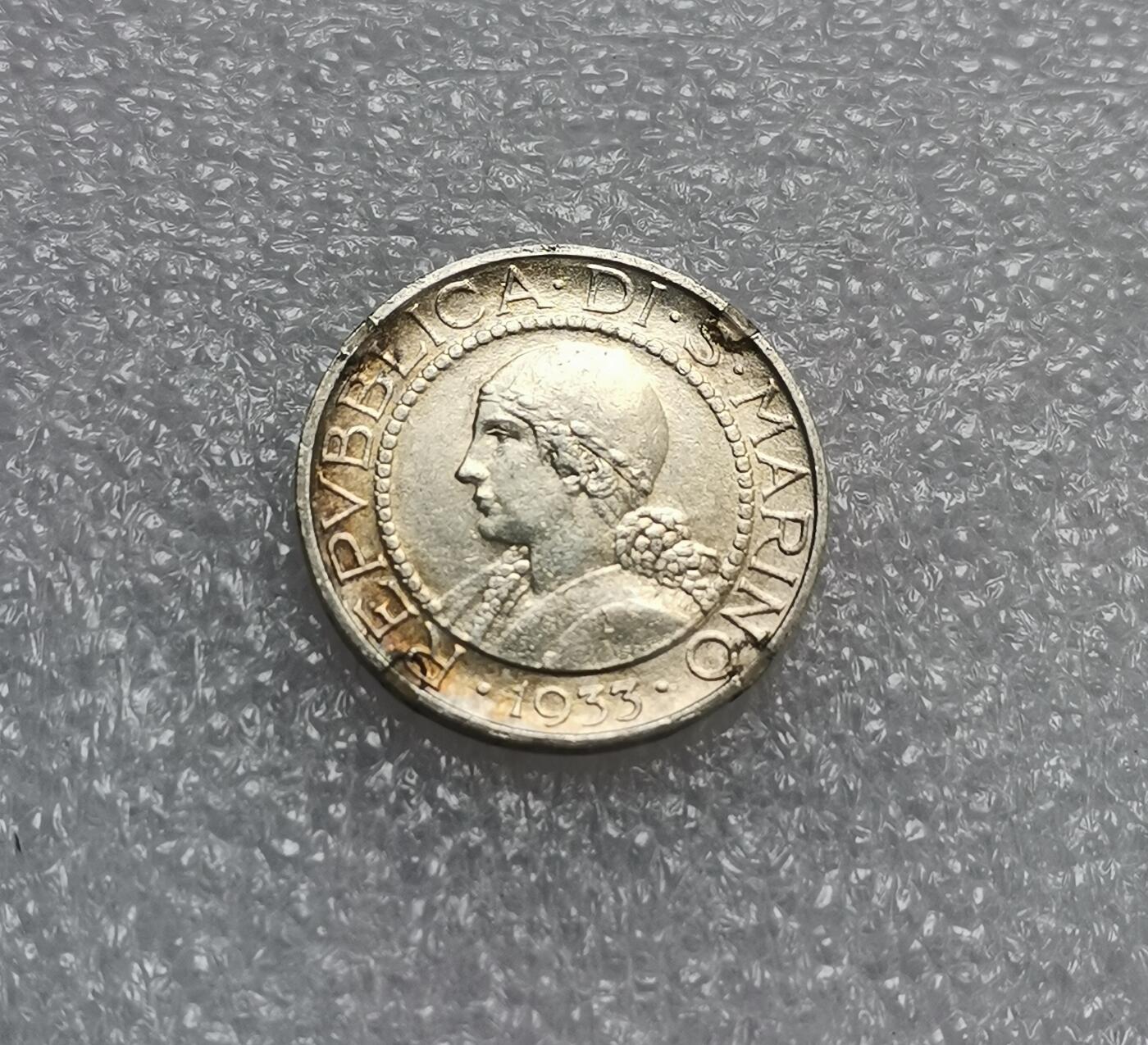瓶子🏺第177期拍卖会  圣马力诺1933年5里拉银币