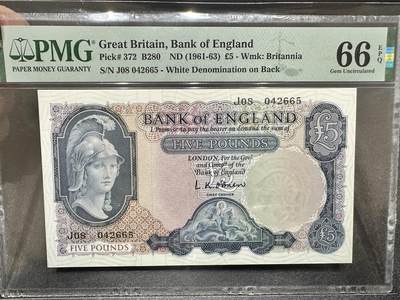 《外钞收藏家》第四百九十三期 - 1961-63年英国B序列5镑 PMG66 空心版
