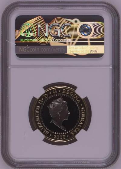 S&S Numismatic世界钱币-拍卖 第126期  直布罗陀2020年大力神海格力斯英雄事迹11-摘取赫斯珀里得斯的的金苹果 2英镑双色纪念币NGC PL68UC，发行量1750枚