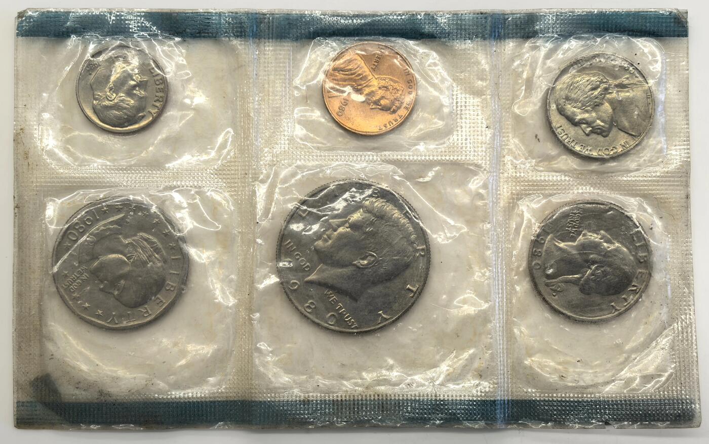 博洋堂世界钱币拍卖第109期（全场包邮） 法国1976年原盒塑封官方套币9枚一套含大力神银币+美国1980年塑封装套币6枚
