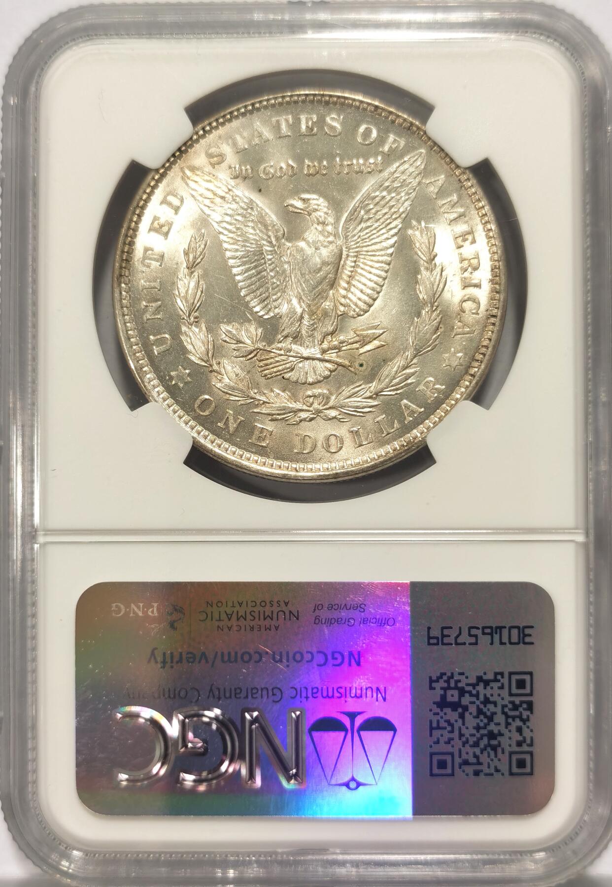 博洋堂世界钱币拍卖第109期（全场包邮） NGC MS64 美国1921年摩根银币，卷拆般转光，光度极佳，银光闪烁。