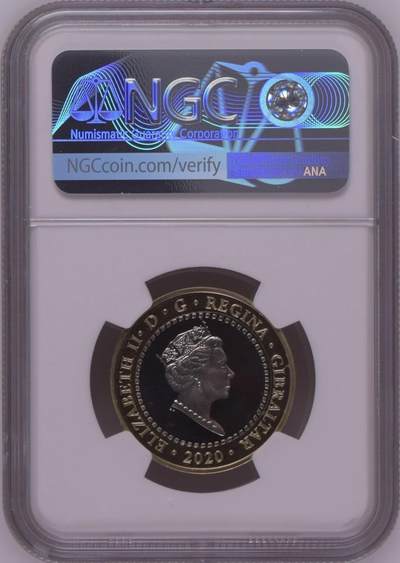 S&S Numismatic世界钱币-拍卖 第126期  直布罗陀2020年大力神海格力斯英雄事迹2-杀掉勒尼安的海德拉 2英镑双色纪念币NGC PL68UC，发行量1750枚