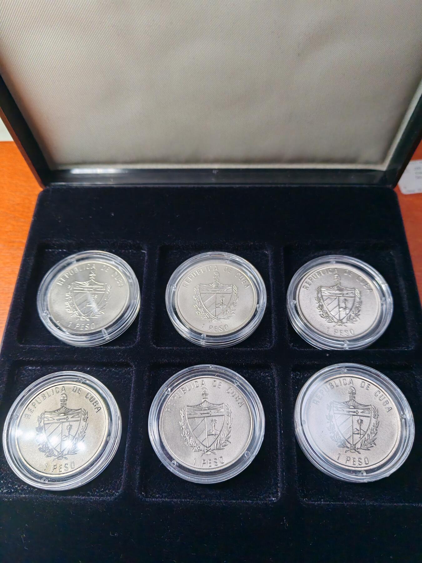 长老汇蛇年精选第二场拍卖 1996古巴加勒比动物钢包镍彩色法郎币6枚套，原盒，十分难得