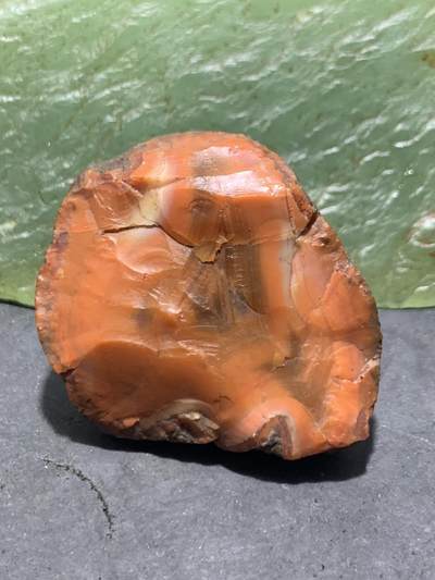 精美铁皮柿子红开窗料南红玛瑙原石一颗， - 精美铁皮柿子红开窗料南红玛瑙原石一颗，