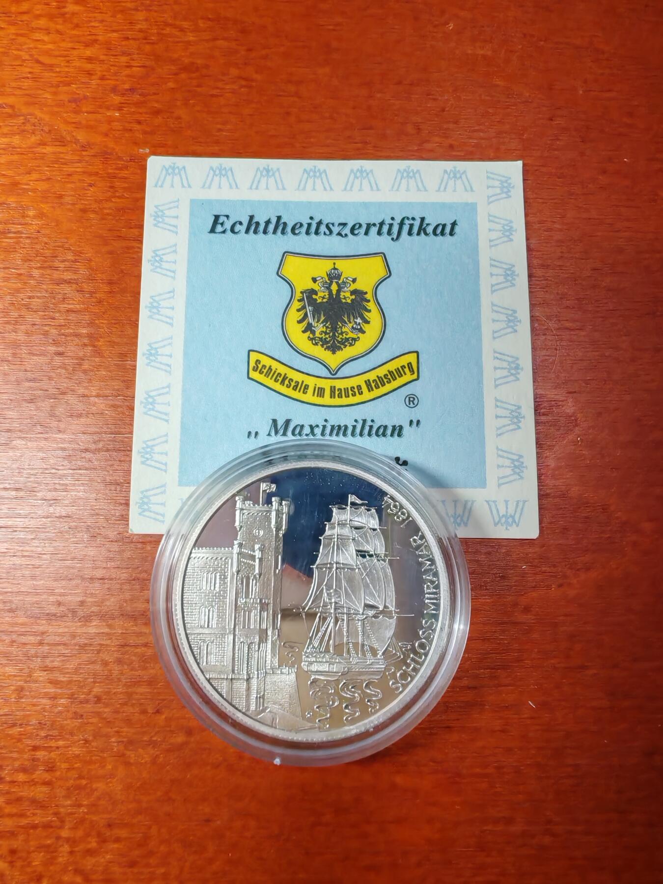 长老汇蛇年精选第二场拍卖 1997 奥地利悲剧 - 马克西米连100先令精制银币，盒证全