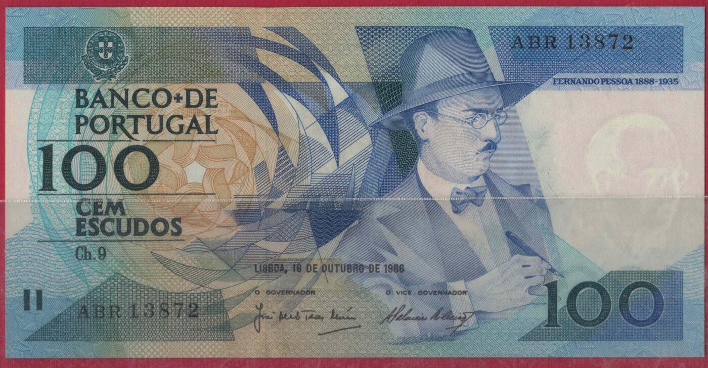 葡萄牙1986年100埃斯库多 P-179a 签名少 无4 实物图 UNC