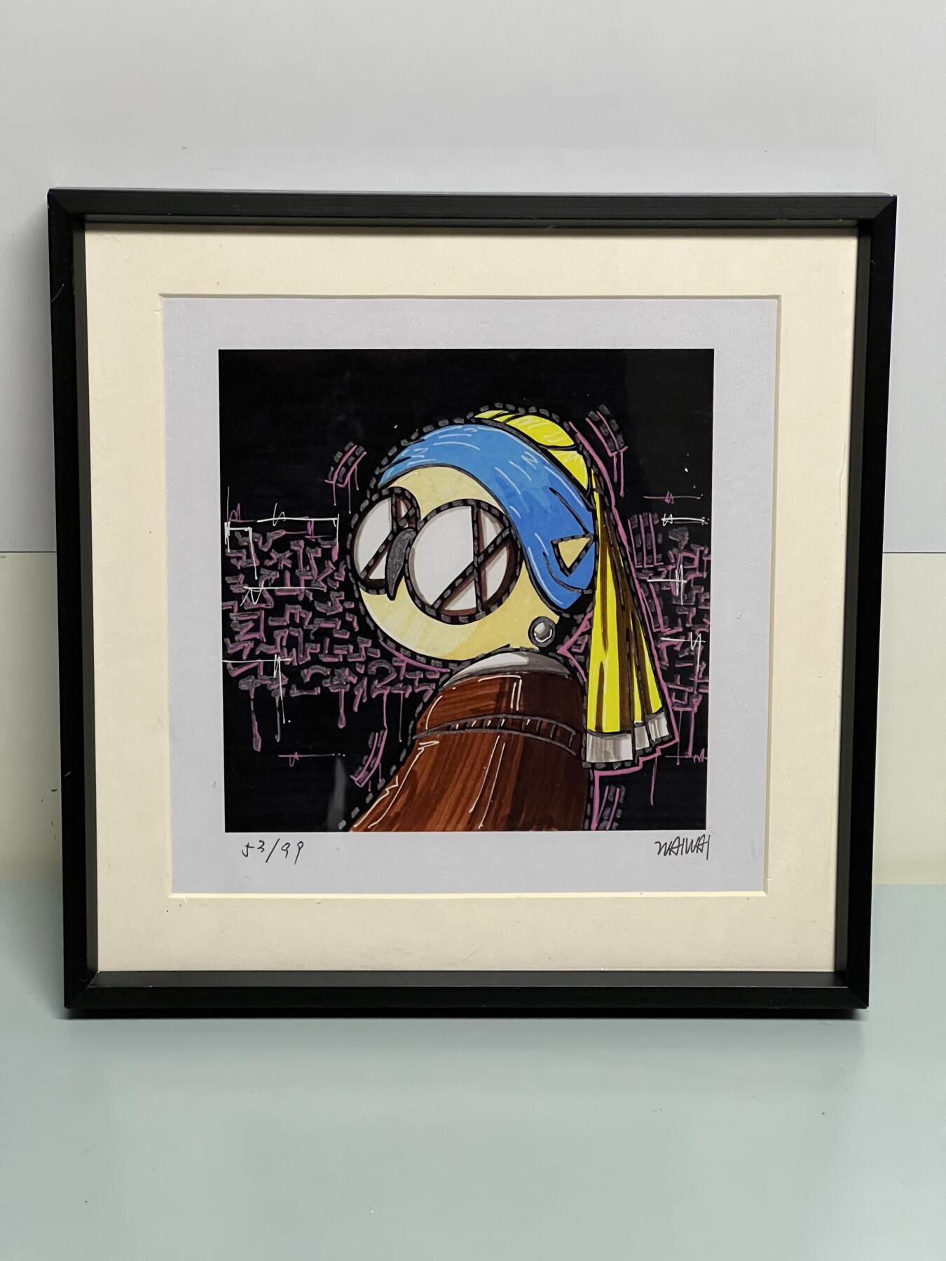 零元拍：OWSON 系列作品装饰画《带珍珠耳环的少女》，已做装裱 合金相框尺寸25/25CM。因展品出展，镜框或亚克力可能有轻微划痕，介意勿拍