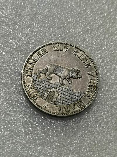 天下钱庄裸币专场 - 德国安哈特小熊爬墙1泰勒1855年小熊爬墙