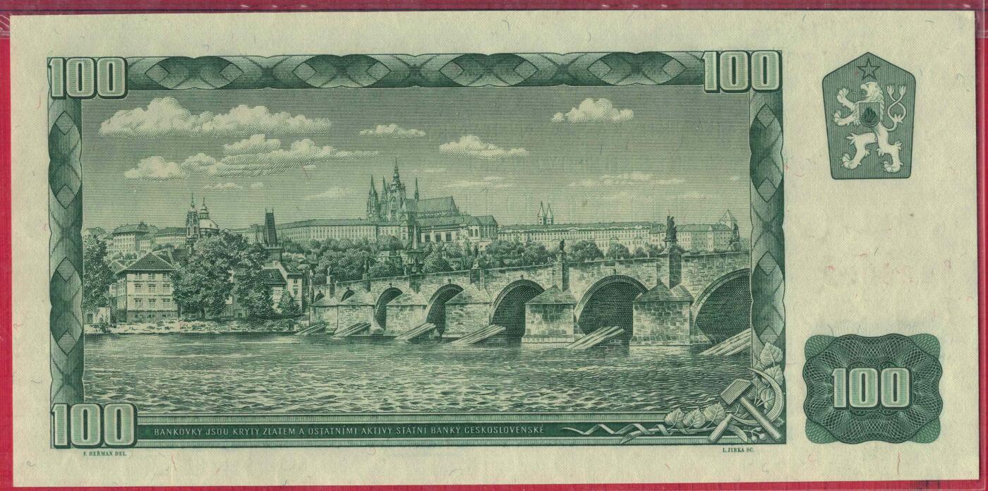 捷克斯洛伐克1961年100克郎 无4 欧洲 实物图 UNC