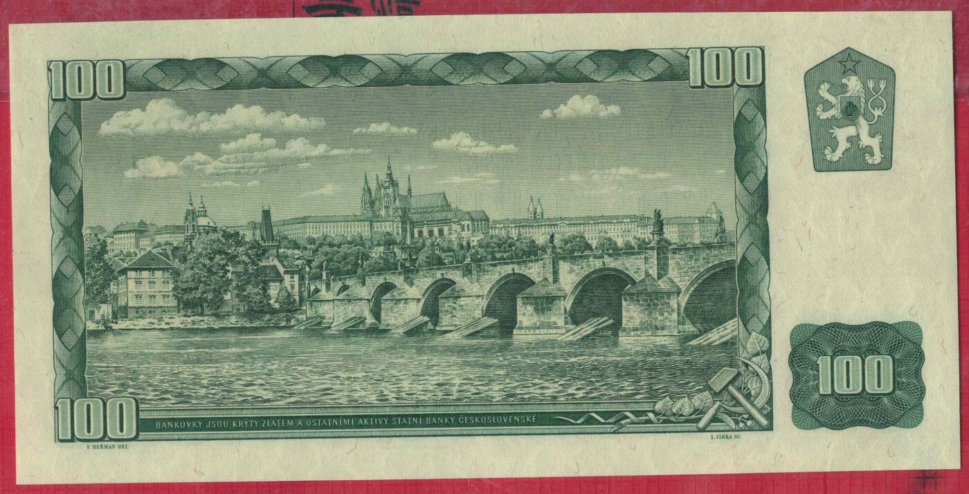 捷克斯洛伐克1961年100克郎 无4 欧洲 实物图 UNC