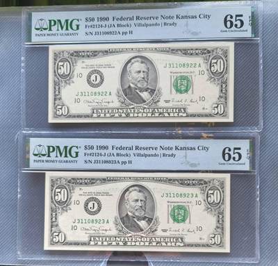 Gem Unc 美国纸币 1990年 50美元纸币 Pmg 65EPQ - Gem Unc 美国纸币 1990年 50美元纸币 Pmg 65EPQ