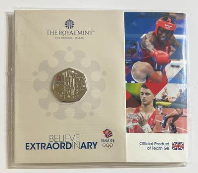 S&S Numismatic世界钱币-拍卖 第126期  英国2021年 东京奥运会代表队 50便士彩色纪念币官方卡币 发行量12021枚