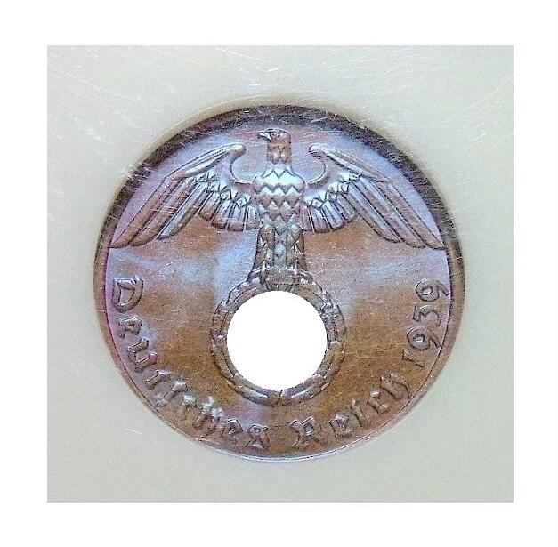 NGC MS66 德国第三帝国1939年1芬尼 难得开卷原光