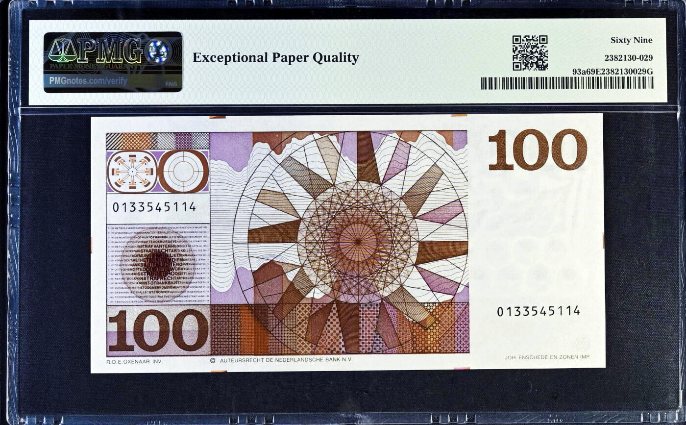 【Blue Auction】✨世界纸币精拍第616期【精】 【冠军分 仅3张】荷兰 1970年100盾 PMG69EPQ 近满分 少见