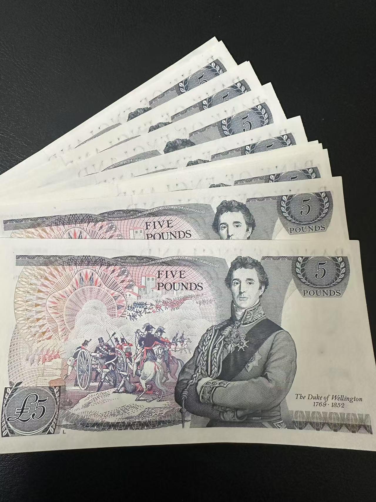 【Blue Auction】✨世界纸币精拍第616期【精】 【一组11连】英国 D序列5镑 全新UNC