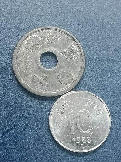 吉祥压岁钱外国硬币第55场 日印一组两枚