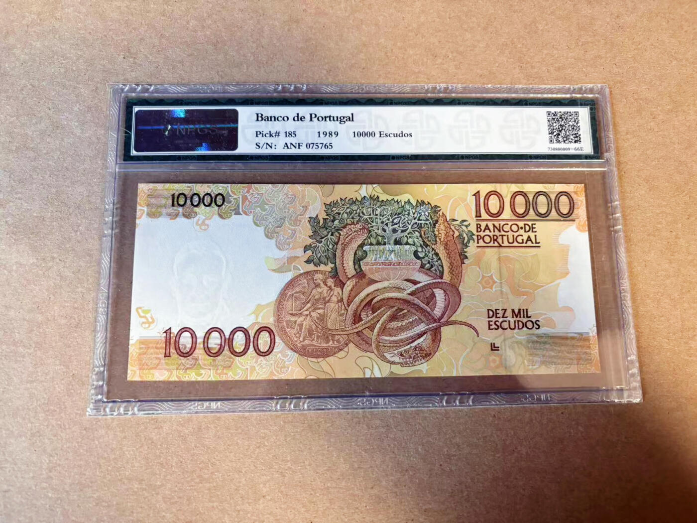 【Blue Auction】✨世界纸币精拍第616期【精】 葡萄牙 1989年10000埃斯库多 设计精美 国评 