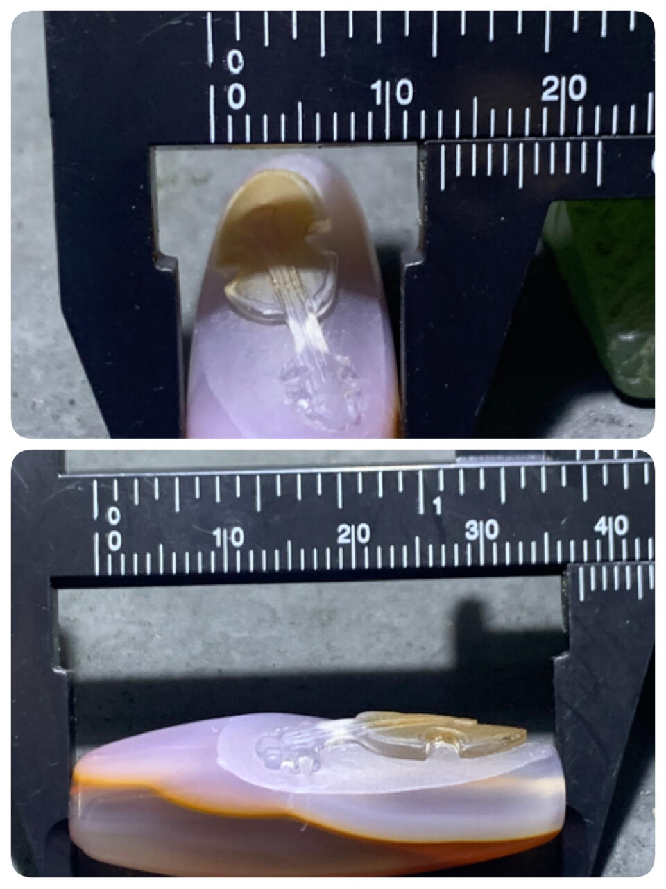 亚光高玉化巴西玛瑙手工俏色巧雕小提琴随形桶珠一个