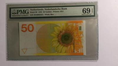 【礼羽收藏】🌏世界钱币拍卖第73期 - 1982年荷兰50面值 向日葵 无47 高分爱情号