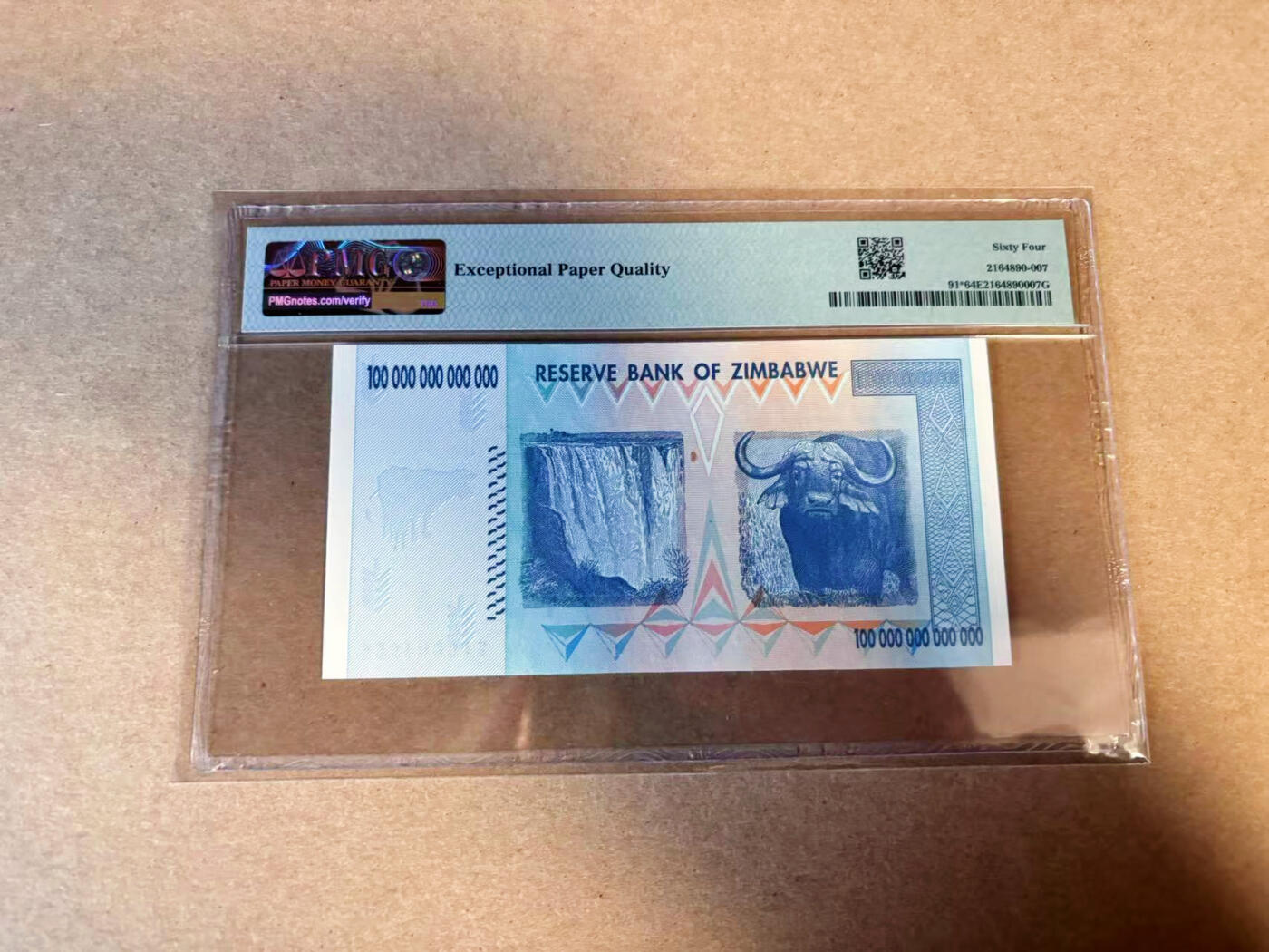 【Blue Auction】✨世界纸币精拍第616期【精】 【补号 千位小号】津巴布韦 2008年100万亿元 PMG64EPQ 
