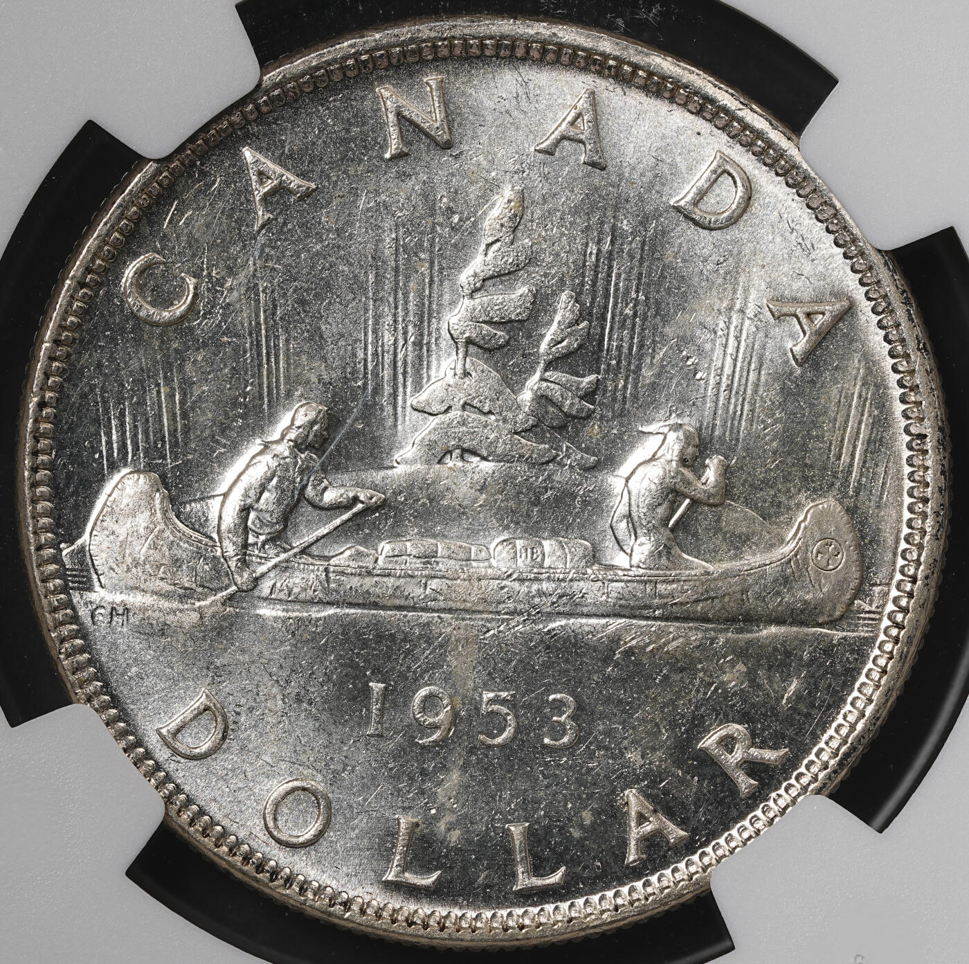 修遠堂世界钱币第五十七期 NGC MS64 1953年加拿大划船1加元大银币