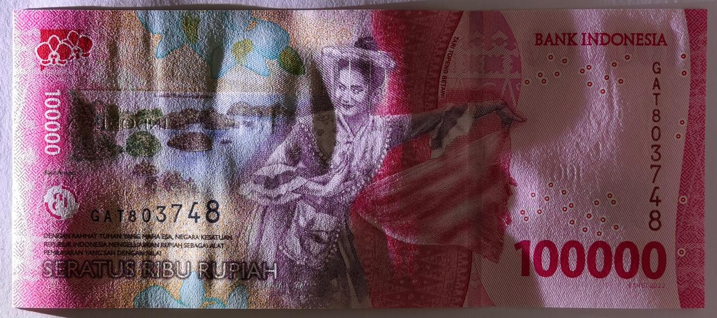 紫瑗钱币——第505期—纸币场 印度尼西亚 2022年 苏加诺和穆罕默德·哈达 100000卢比 UNC