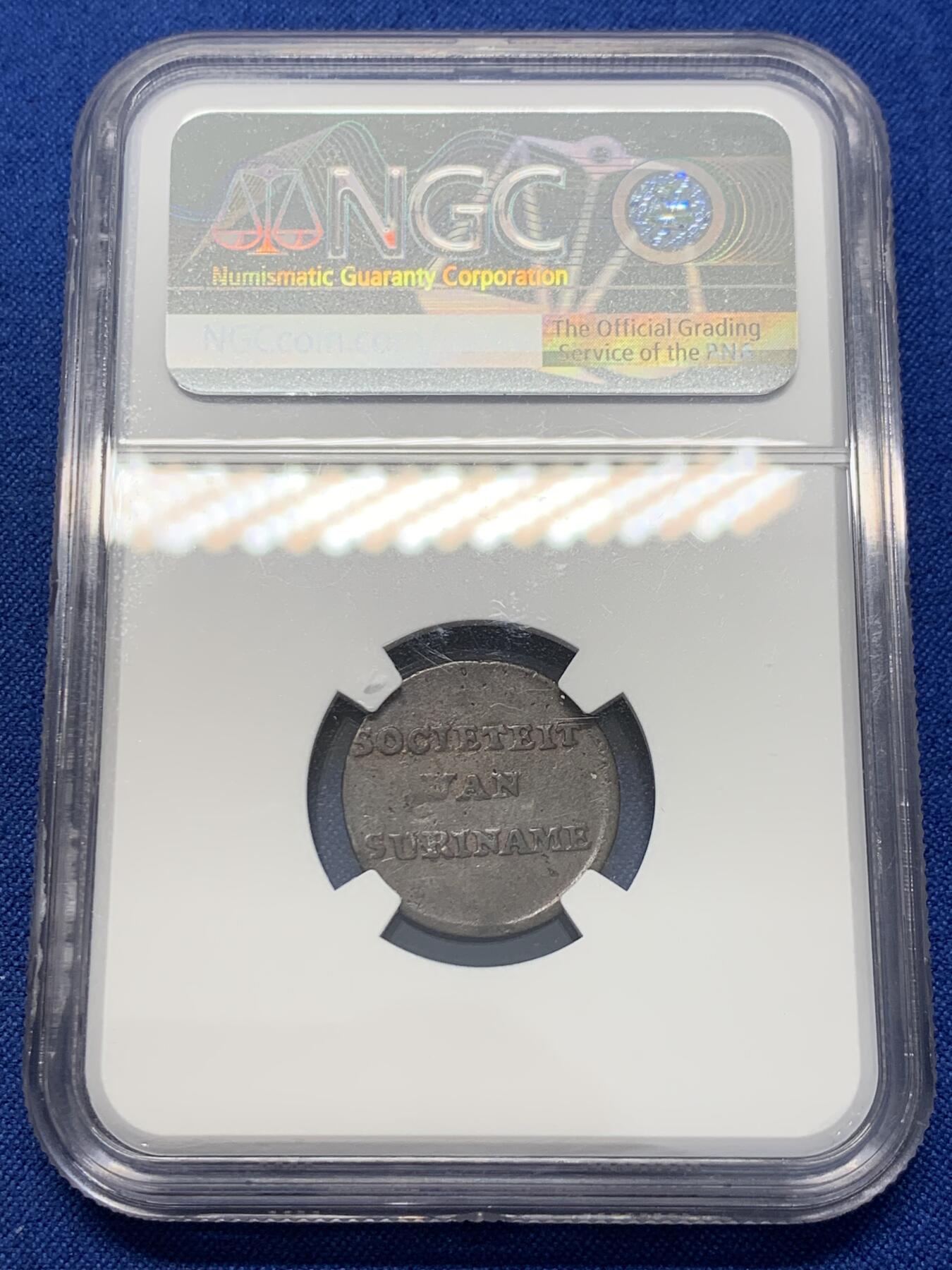 《竞宝斋》第351场 周日，周一 2场连拍 （全场包邮） NGC AUD  荷属苏里南 1duit 少见铜币