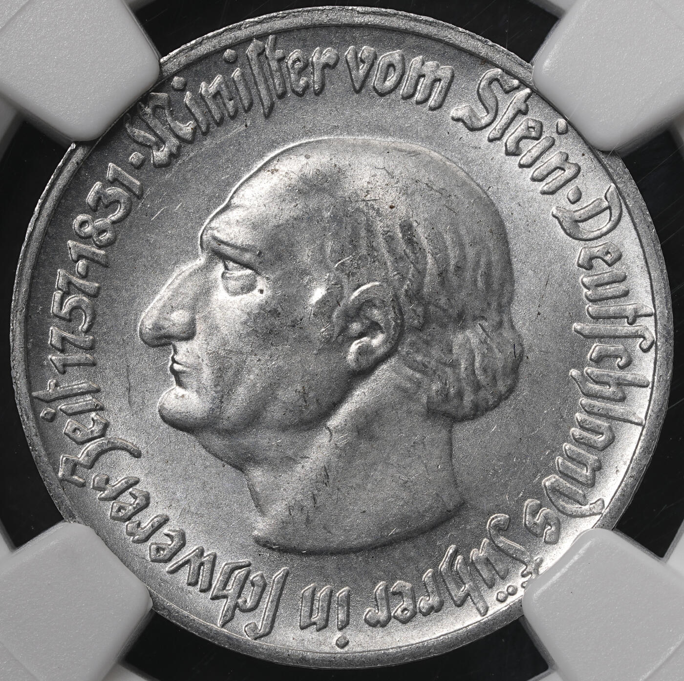 修遠堂世界钱币第五十七期 NGC MS64 1921年德国紧急时期威斯特法伦50芬尼铝制马币