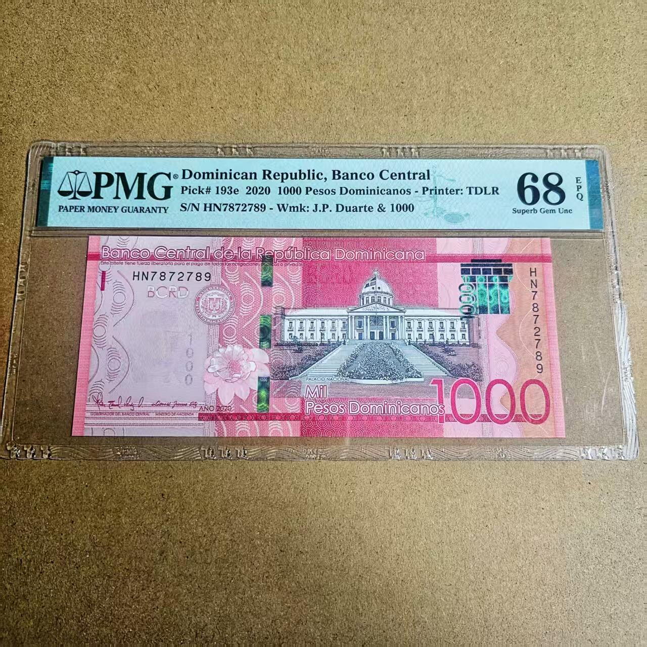 【Blue Auction】✨世界纸币精拍第616期【精】 多米尼加 2020年1000比索 PMG68EPQ 超高分