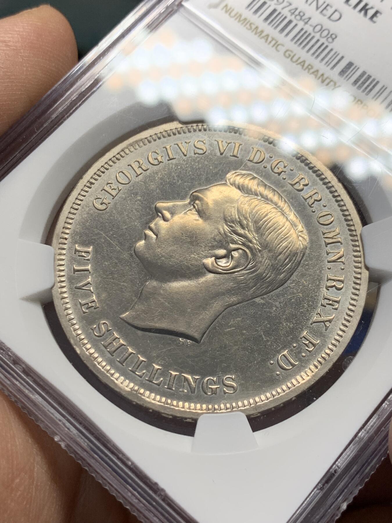 《竞宝斋》第351场 周日，周一 2场连拍 （全场包邮） NGC Proof like cleaned 英国 1951年精制马剑1克朗