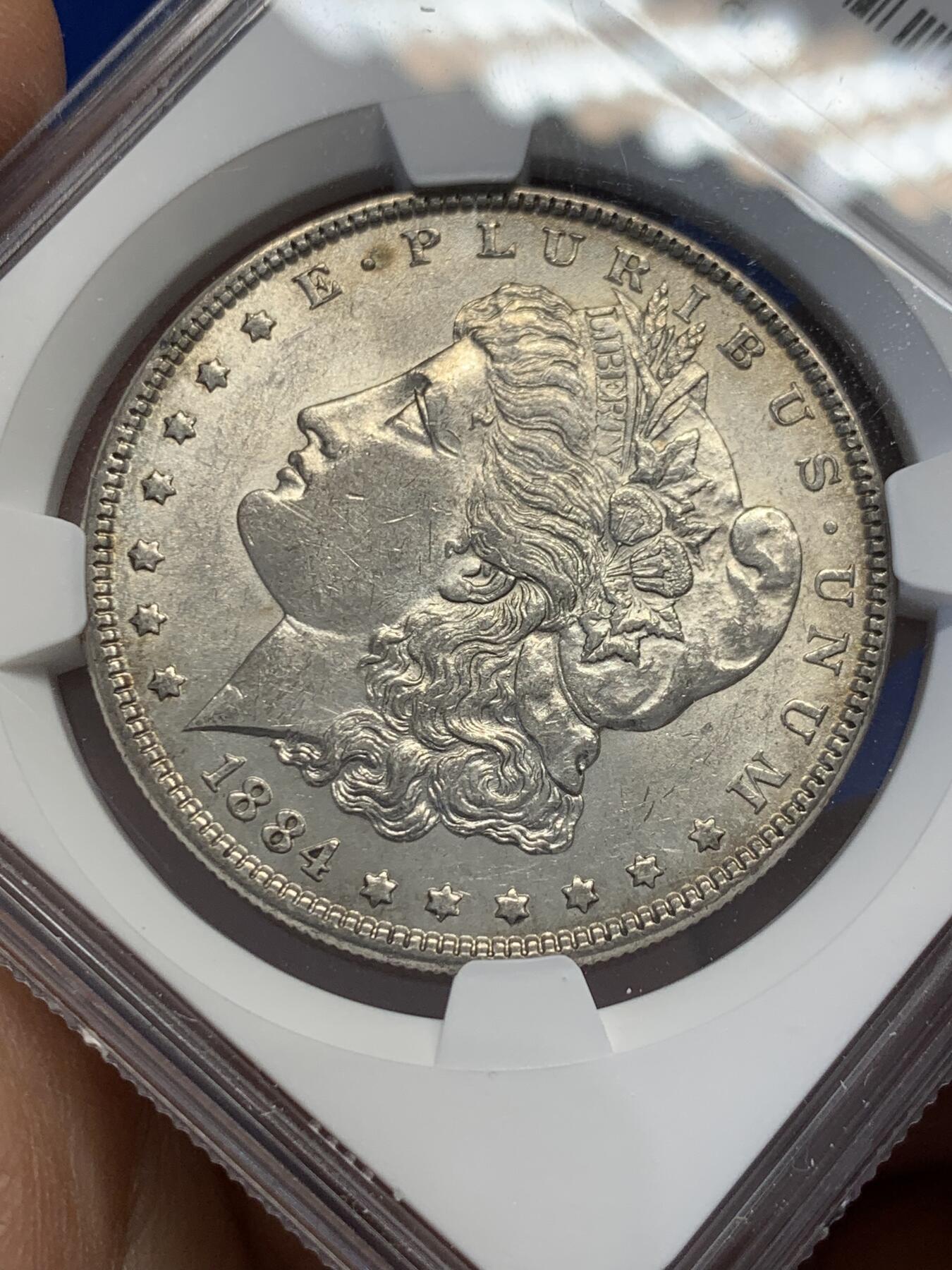 《竞宝斋》第351场 周日，周一 2场连拍 （全场包邮） NGC MS61 美国1884年摩根1美圆银币