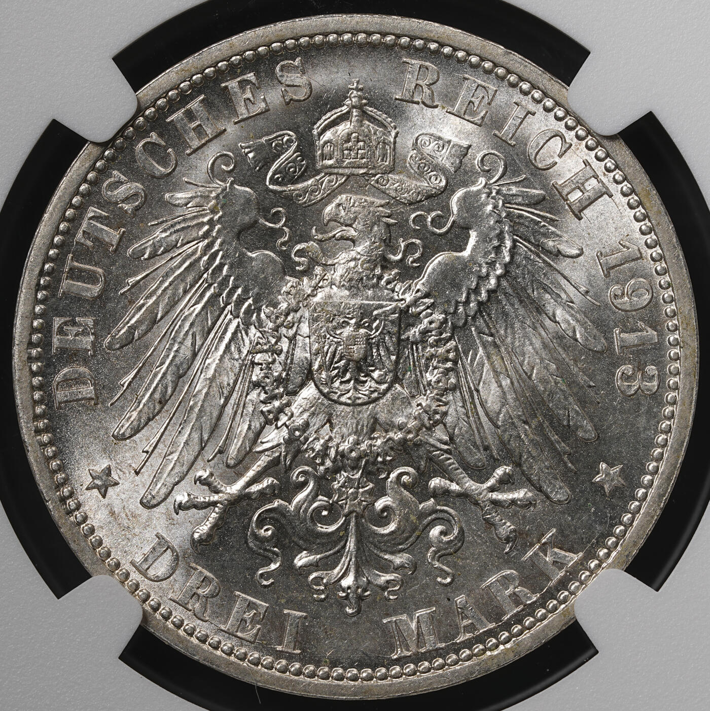 修遠堂世界钱币第五十七期 NGC MS64 1913年普鲁士威廉二世执政25周年纪念3马克银币
