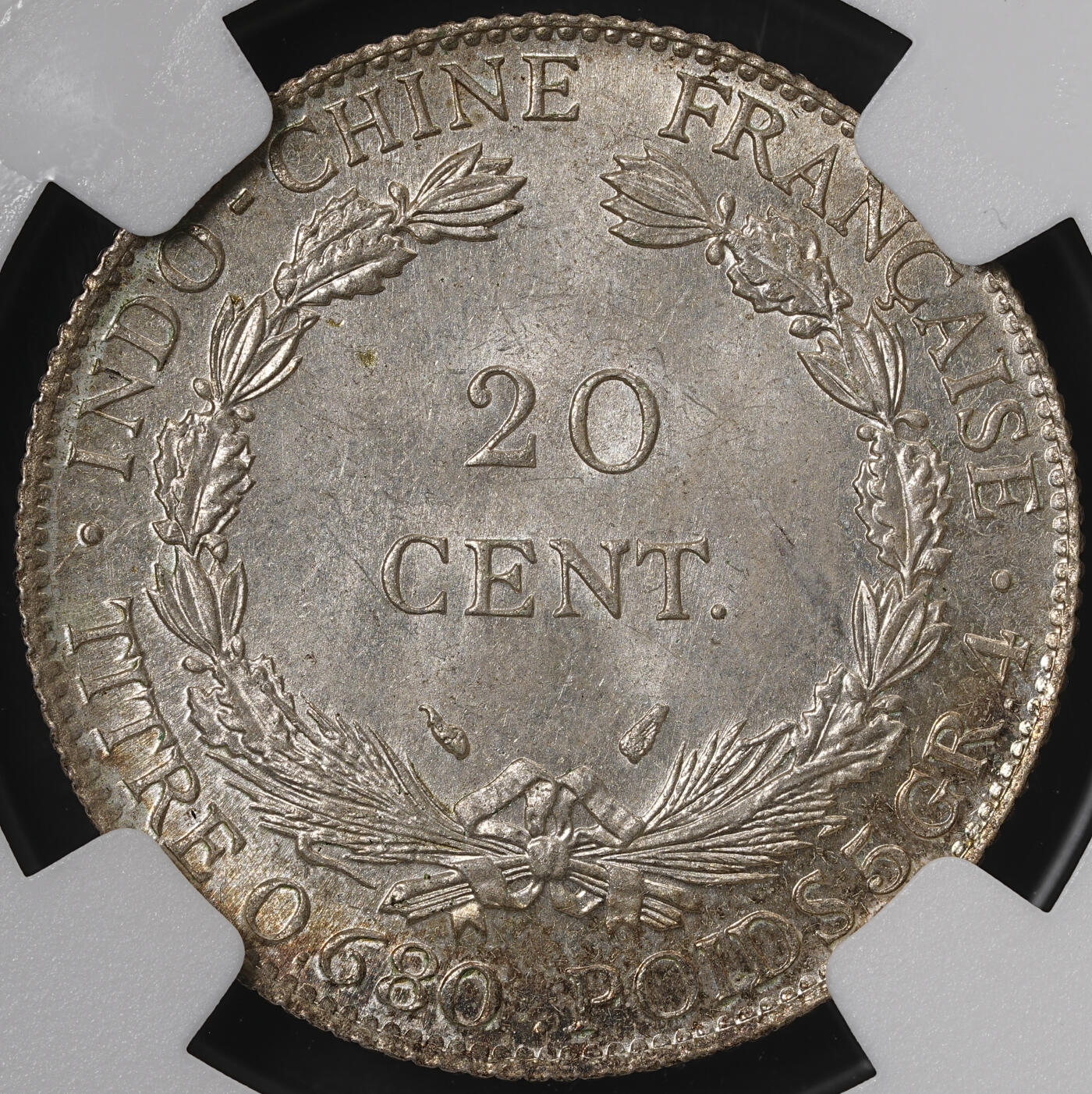 修遠堂世界钱币第五十七期 NGC MS65 1937年法属印支坐人20分银币