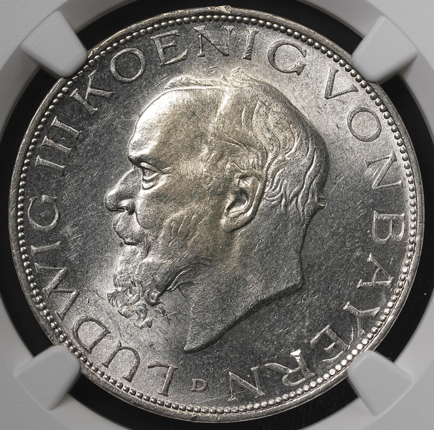 修遠堂世界钱币第五十七期 NGC MS63 1914巴伐利亚3马克银币 流通马克MS较少见
