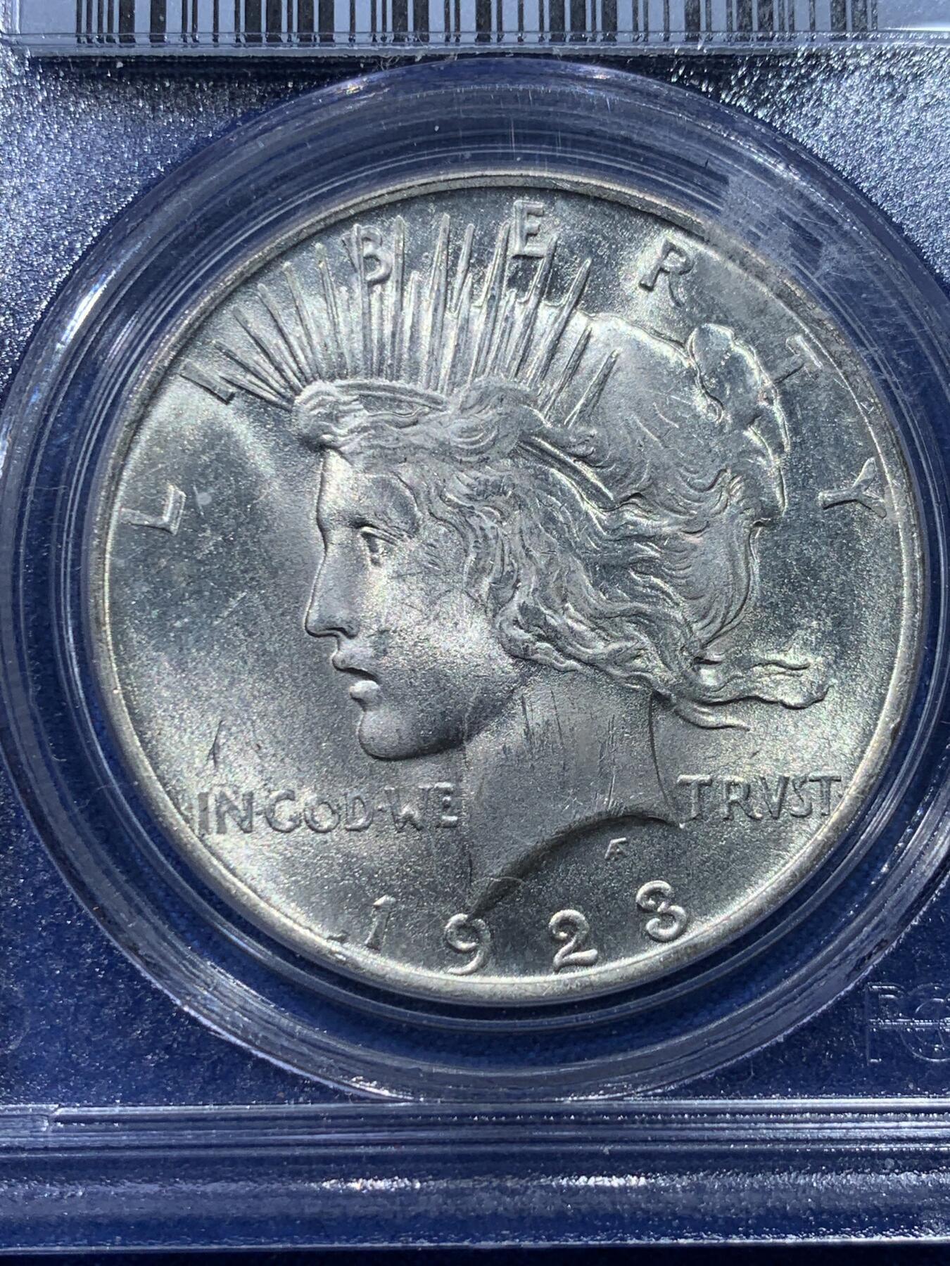 《竞宝斋》第352场 周日，周一 2场连拍 （全场包邮） PCGS MS64 美国1923年和平1美元大银币