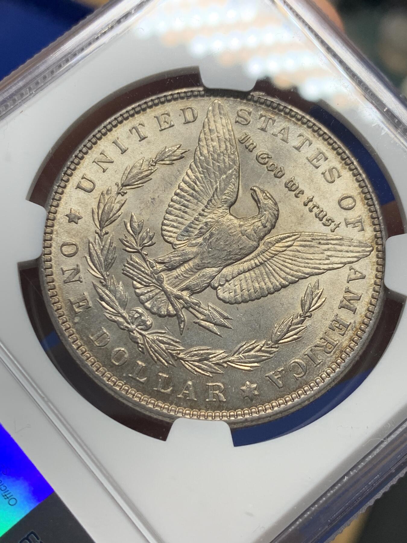《竞宝斋》第352场 周日，周一 2场连拍 （全场包邮） NGC MS62 美国1887年摩根1美圆银币