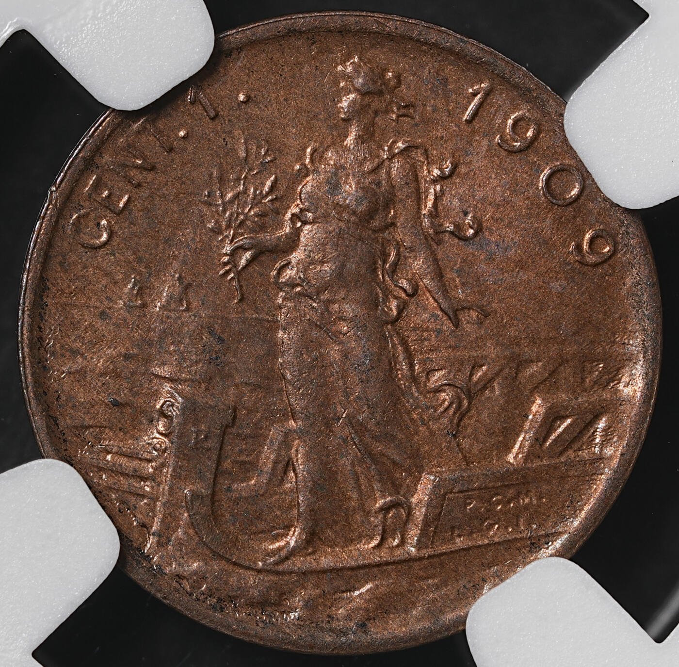 修遠堂世界钱币第五十七期 NGC MS64RB 1909年意大利1分铜币