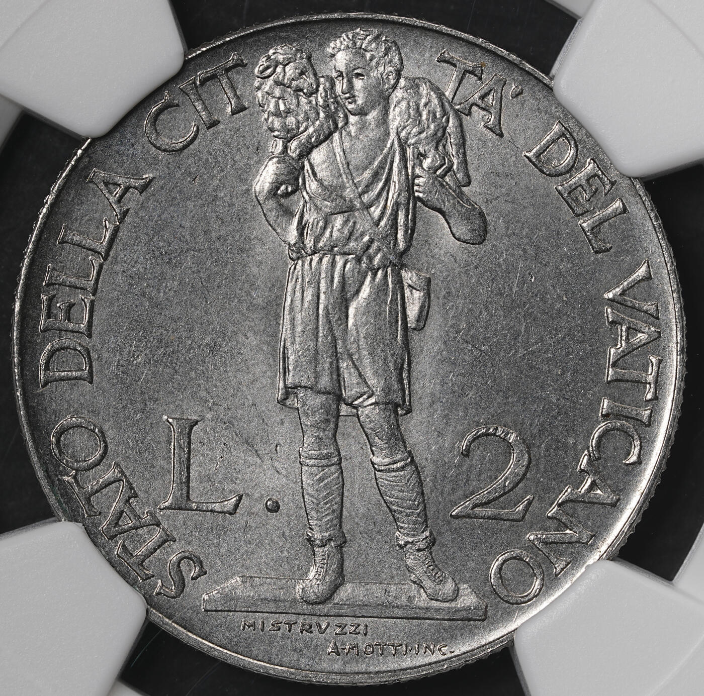修遠堂世界钱币第五十七期 NGC MS64 1940年梵蒂冈2里拉