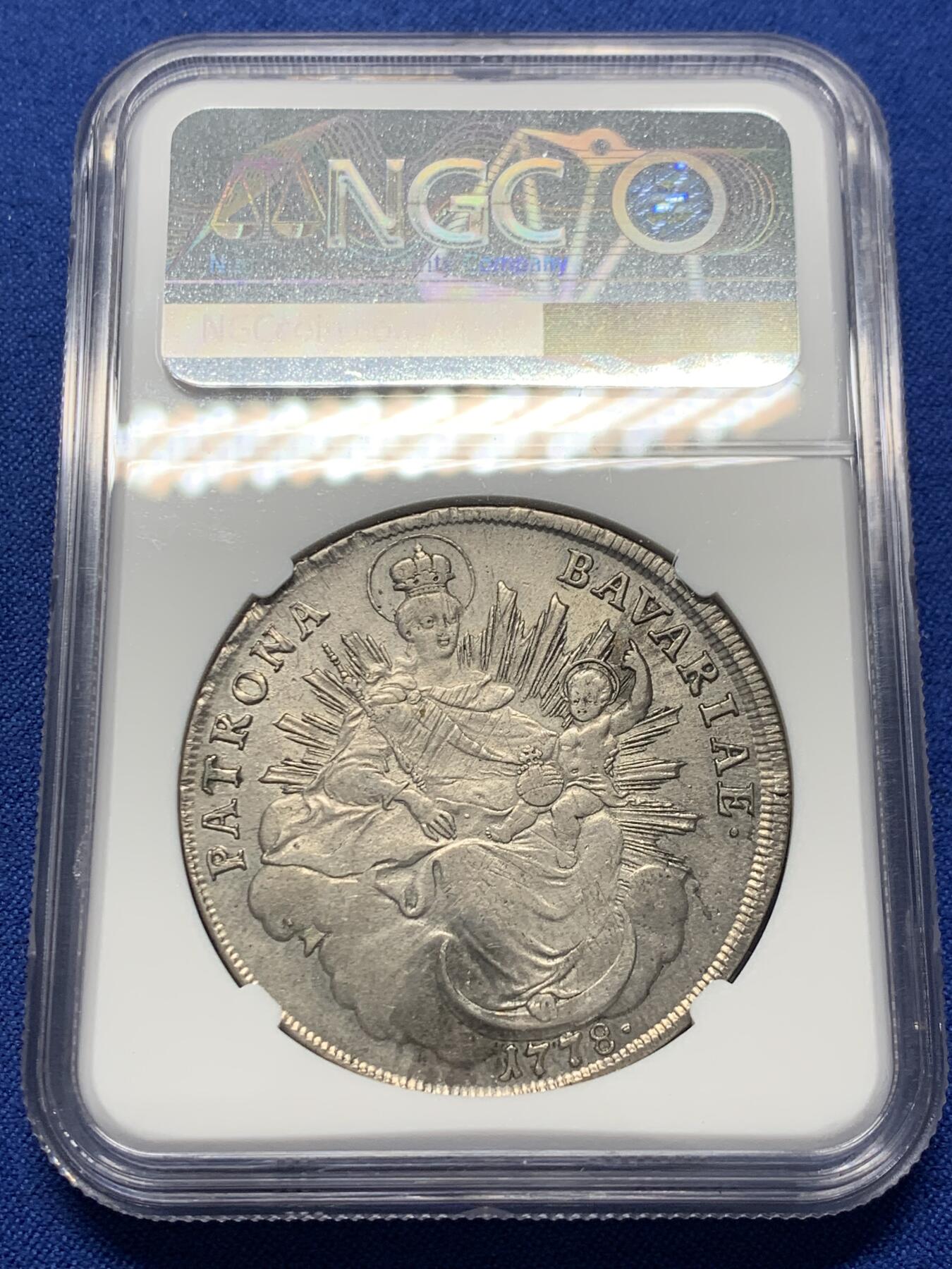 《竞宝斋》第352场 周日，周一 2场连拍 （全场包邮） NGC AU55 德国巴伐利亚1778年圣母抱婴泰勒 少见老年头像版