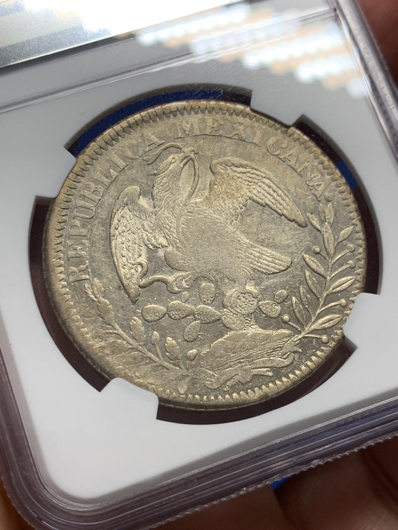 《竞宝斋》第352场 周日，周一 2场连拍 （全场包邮） NGC AU55 墨西哥1839年8r鹰洋 早期鹰洋ZS厂出分不易