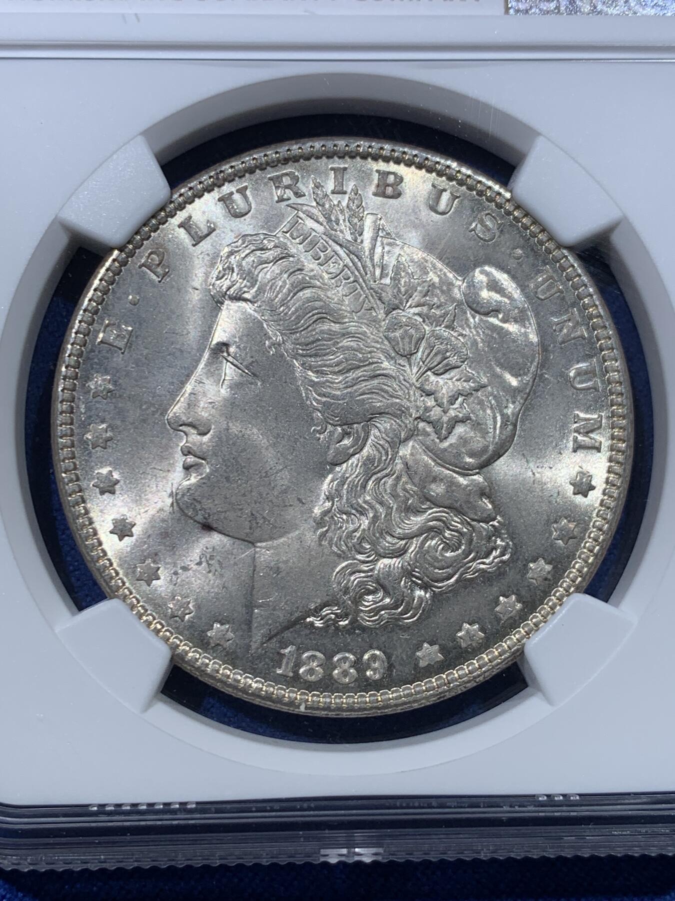 《竞宝斋》第352场 周日，周一 2场连拍 （全场包邮） NGC MS64 美国1889年摩根1美圆银币