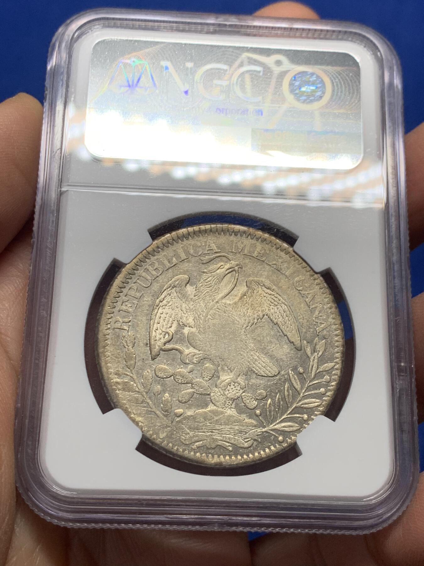 《竞宝斋》第352场 周日，周一 2场连拍 （全场包邮） NGC AU55 墨西哥1839年8r鹰洋 早期鹰洋ZS厂出分不易