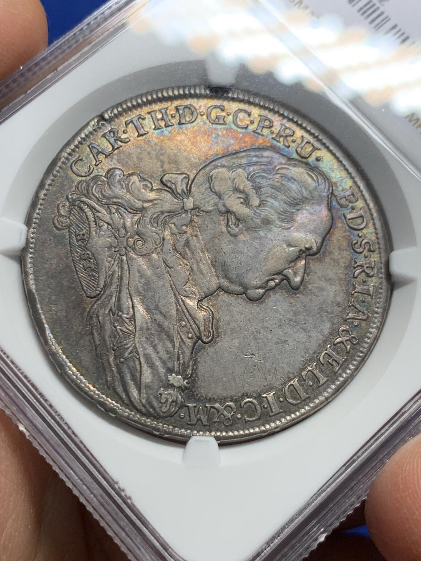 《竞宝斋》第352场 周日，周一 2场连拍 （全场包邮） NGC AU55 德国巴伐利亚1778年圣母抱婴泰勒 少见老年头像版