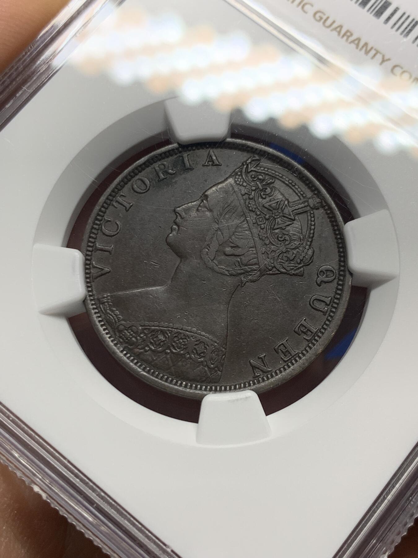 《竞宝斋》第352场 周日，周一 2场连拍 （全场包邮） NGC XF40BN 香港 1901H年 一仙 维多利亚 铜币 原味包浆