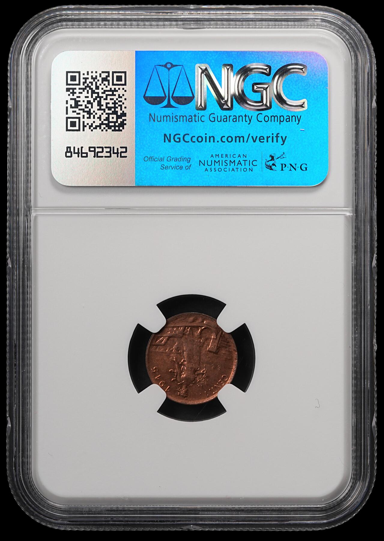 修遠堂世界钱币第五十七期 NGC MS64RB 1915年意大利1分铜币