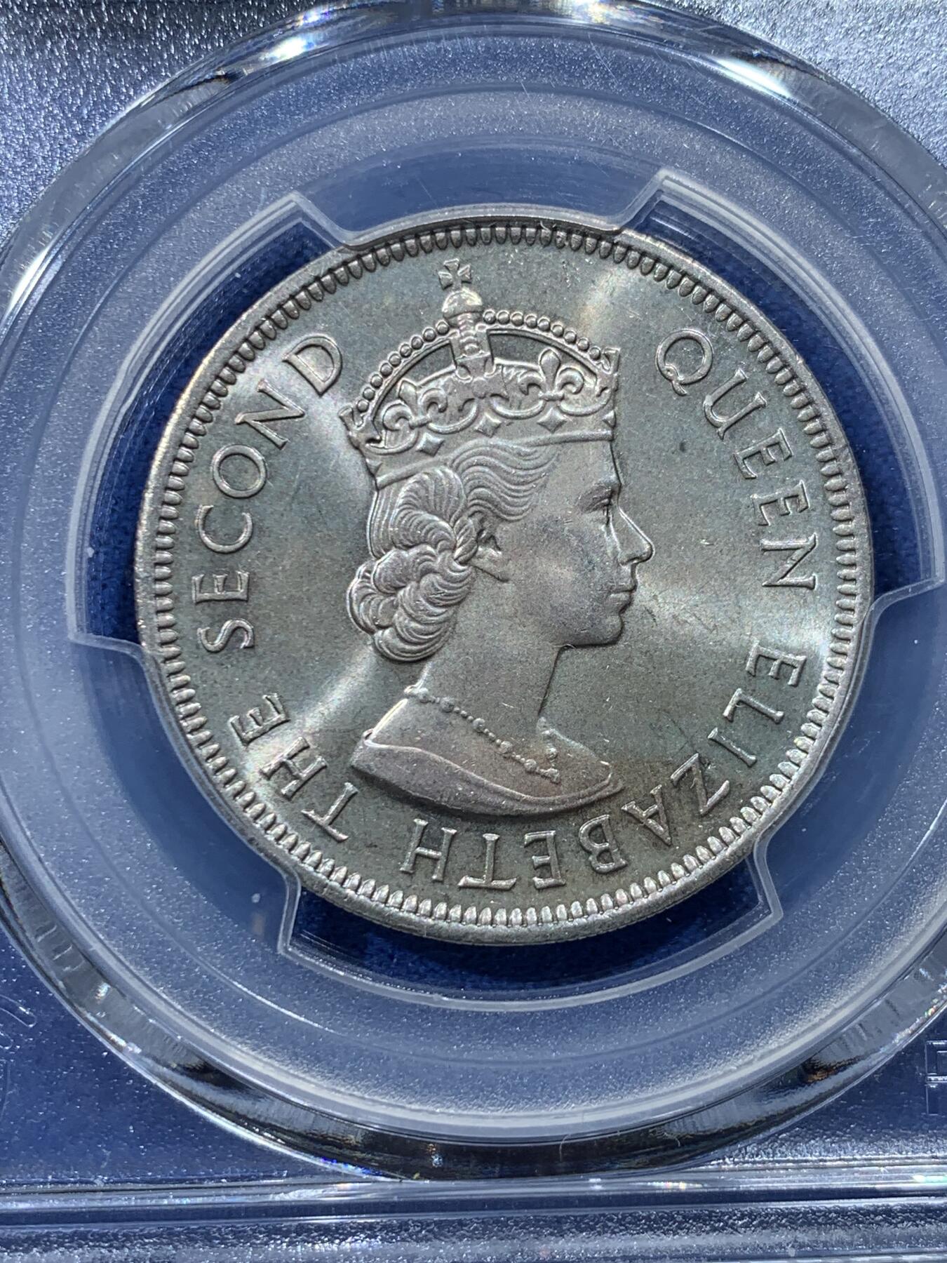 《竞宝斋》第352场 周日，周一 2场连拍 （全场包邮） PCGS MS65 香港1975年大一元镍币 经典女王头像 原光高分
