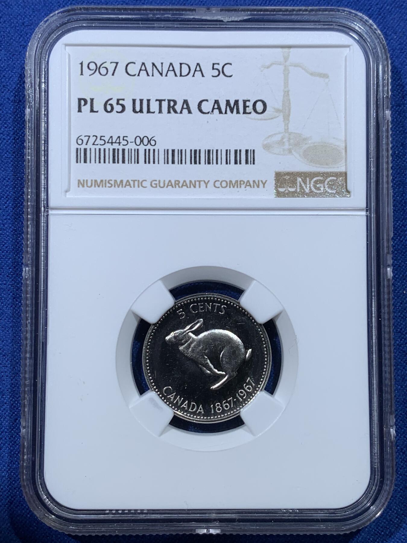 《竞宝斋》第352场 周日，周一 2场连拍 （全场包邮） 6枚一组 NGC PL65RD/PL65UC/PL66CAMEO/PL65CAMEO/PL65/PL64UC 加拿大1967年建国百年纪念精制1分/5分/10分/25分/50分/1元