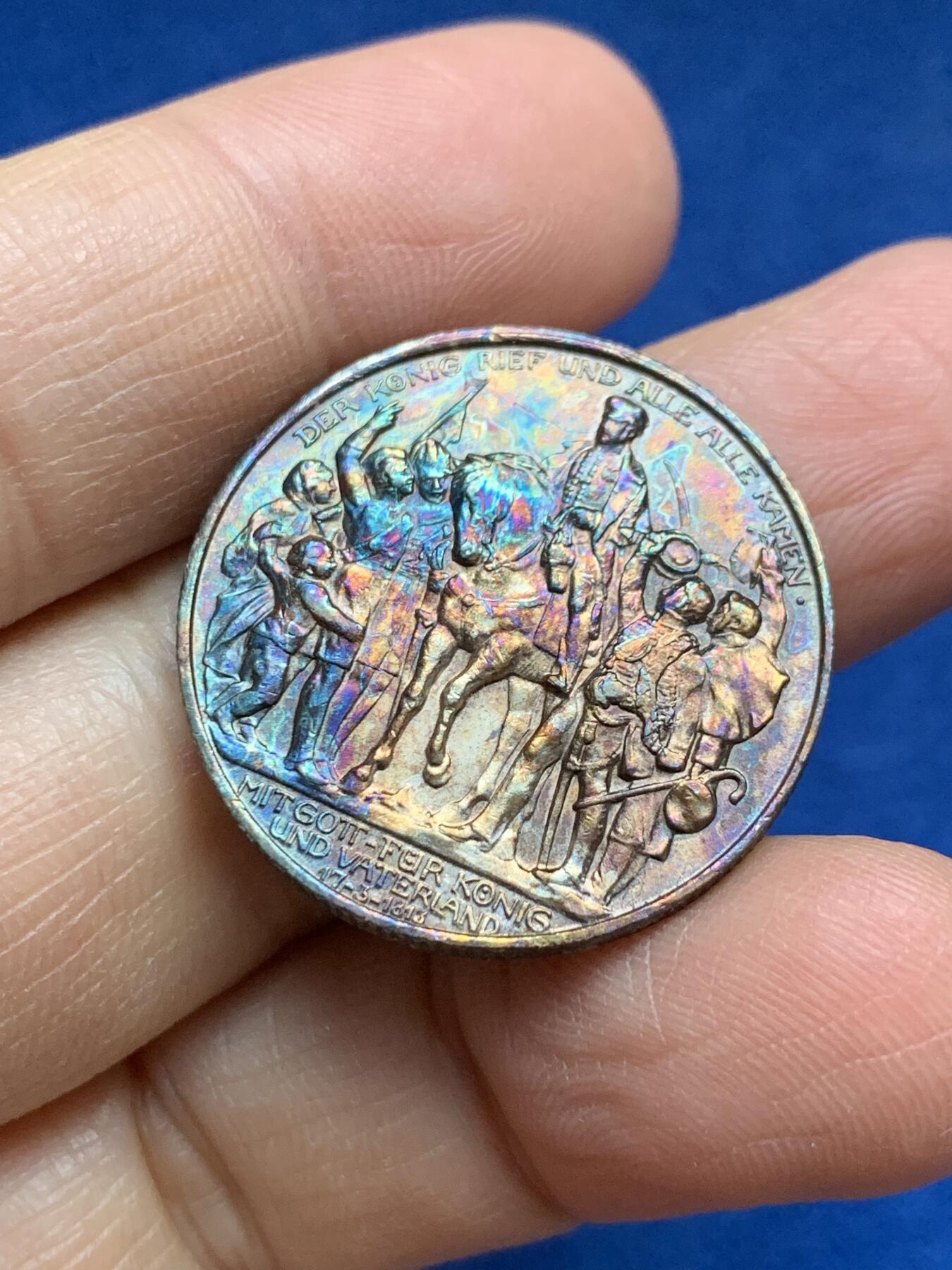 《竞宝斋》第352场 周日，周一 2场连拍 （全场包邮） 德国1913年战胜拿破仑纪念2马克银币