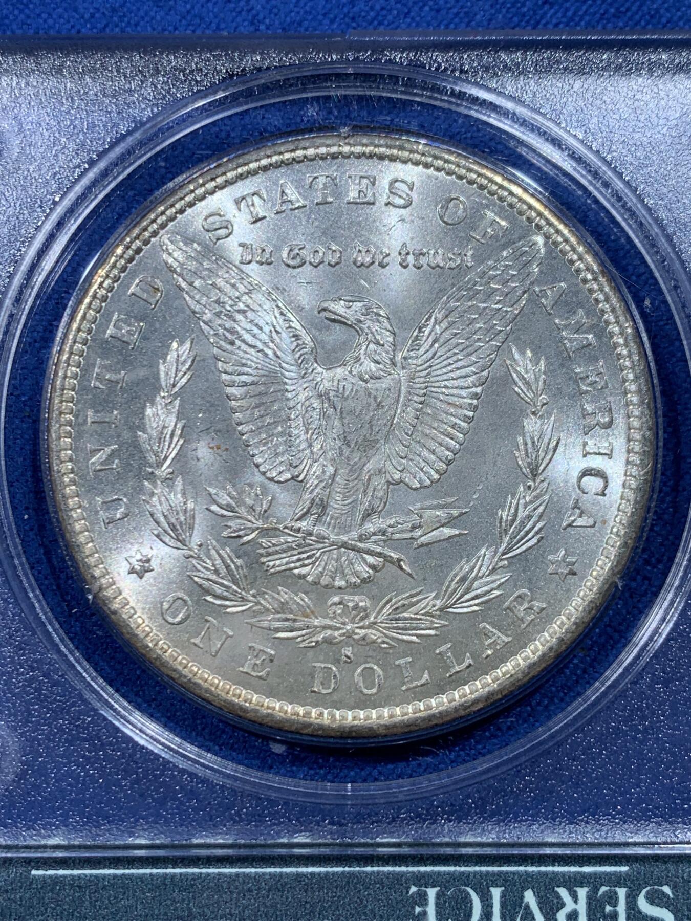 《竞宝斋》第352场 周日，周一 2场连拍 （全场包邮） PCGS MS64 美国 1879年 摩根1元银币 一代PCGS摇摇乐老盒子，既能欣赏还能摇着玩